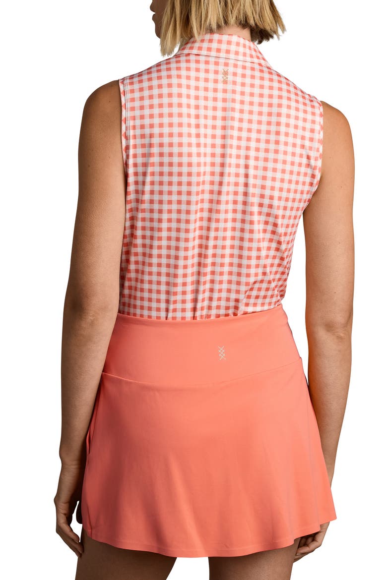Court Gingham Sleeveless Polo, Alternate, color, CORAL GINGHAM