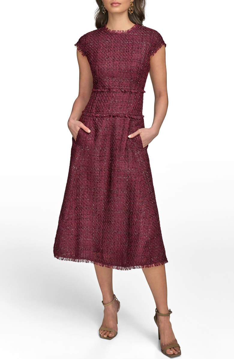 Metallic Tweed Midi Dress