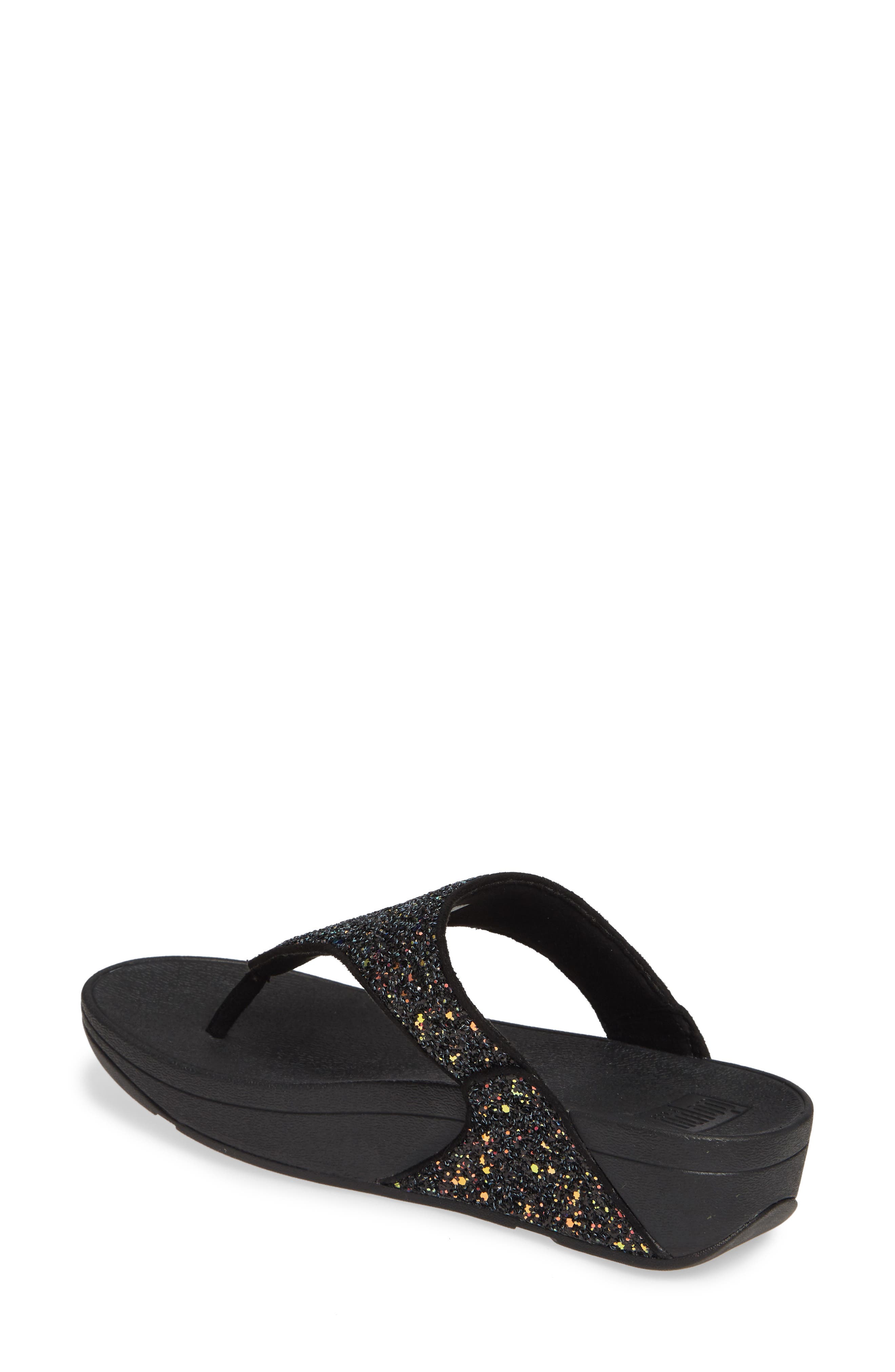 Lulu Glitter Flip Flop, Alternate, color, BLACK MIX FAUX LEATHER