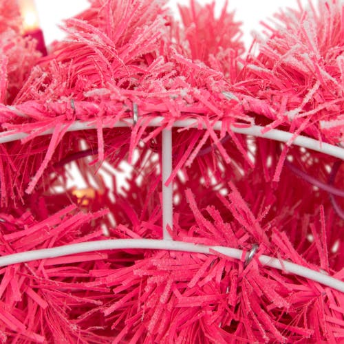 Northlight Pre-lit Flocked Pink Artificial Christmas Wreath In Pink