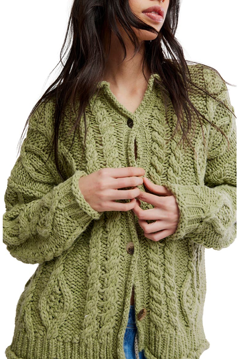 Opal Cable Knit Cardigan, Alternate, color, IGUANA