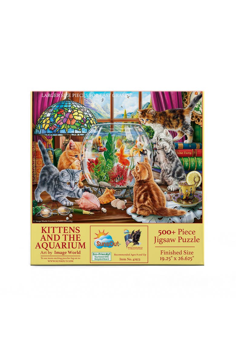 Sunsout Kittens and the Aquarium 500 piece Jigsaw Puzzle for Adults Large Pieces, Alternate, color, Multicolor