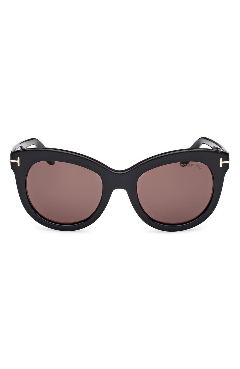 TOM FORD Odette 53mm Butterfly Sunglasses, Main, color, Black Eco / T Logo / Brown