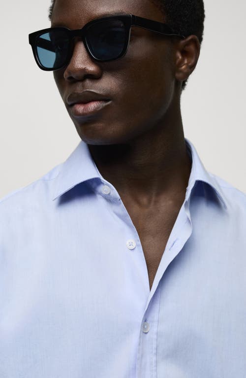 Mango Regular Fit Cotton Button-up Shirt In Blue