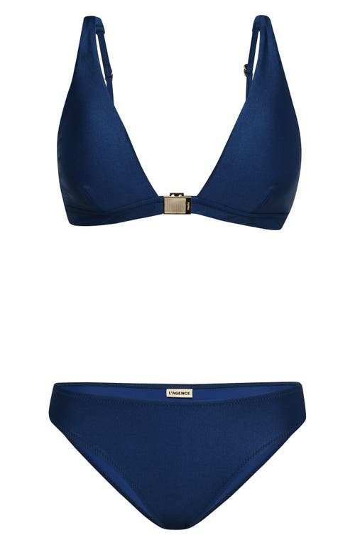L Agence Lexie Shimmer Bikini Top In Monaco Blue