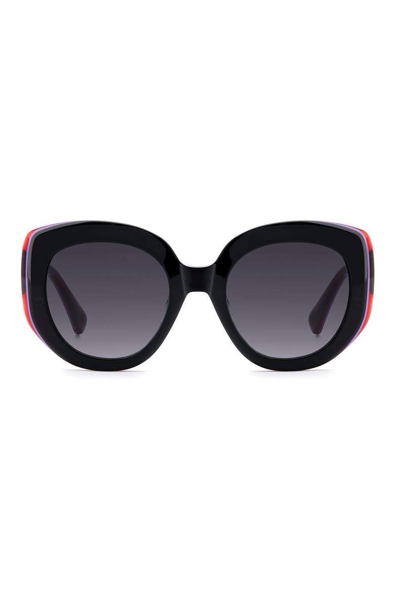 52mm Round Geometric Sunglasses, Main, color, BLACK/ DARK GREY SF