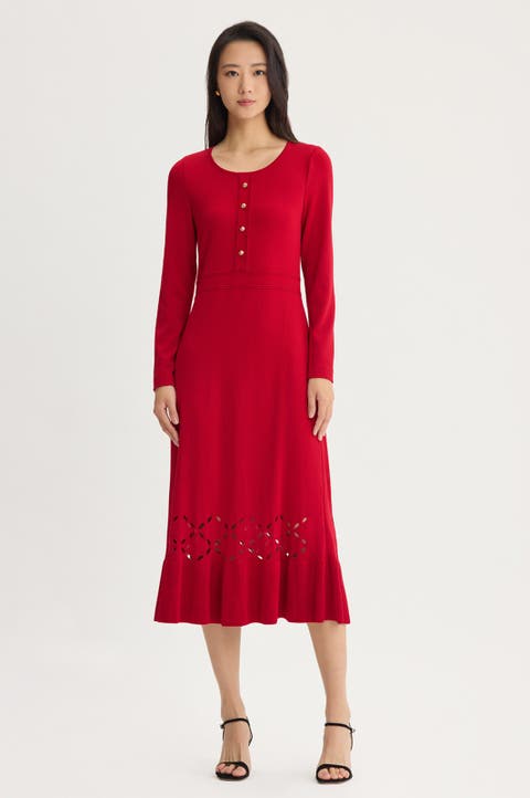 A-Line Flounce Hem Soft Knit Maxi Dress