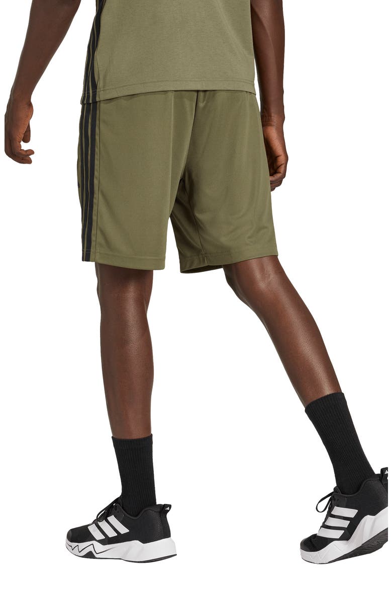 3-Stripes Performance Training Shorts, Alternate, color, OLIVE STRATA/ BLACK