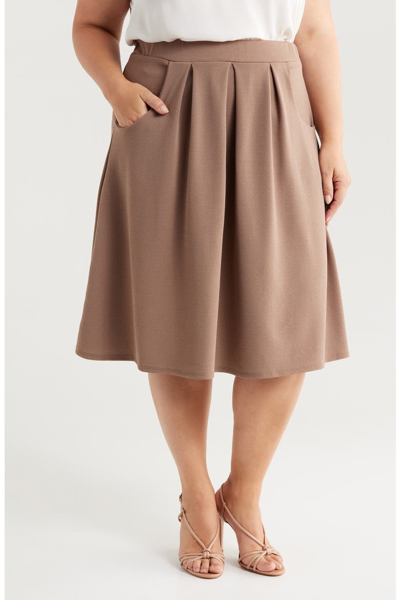 Pleated Elastic Waist Skirt, Main, color, TAUPE
