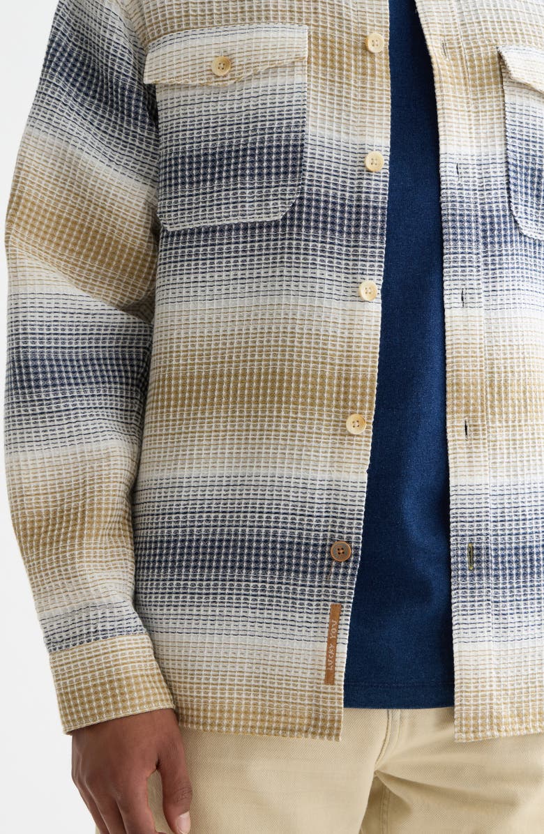 Scotch & Soda Stripe Woven Waffle Button-Up Shirt, Alternate, color, Oceana / Infinity Stripe