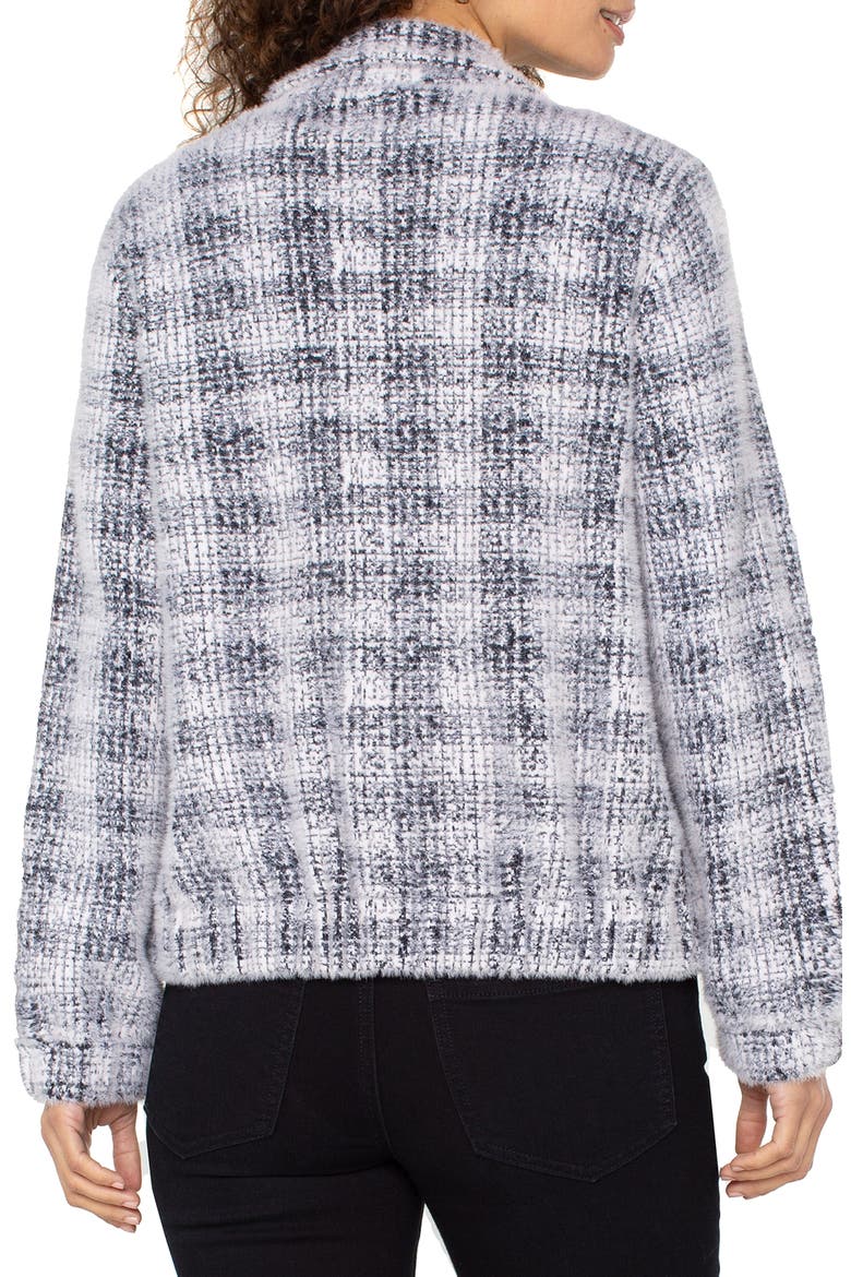 Plaid Bomber Sweater, Alternate, color, GREY/ WHITE PLAID