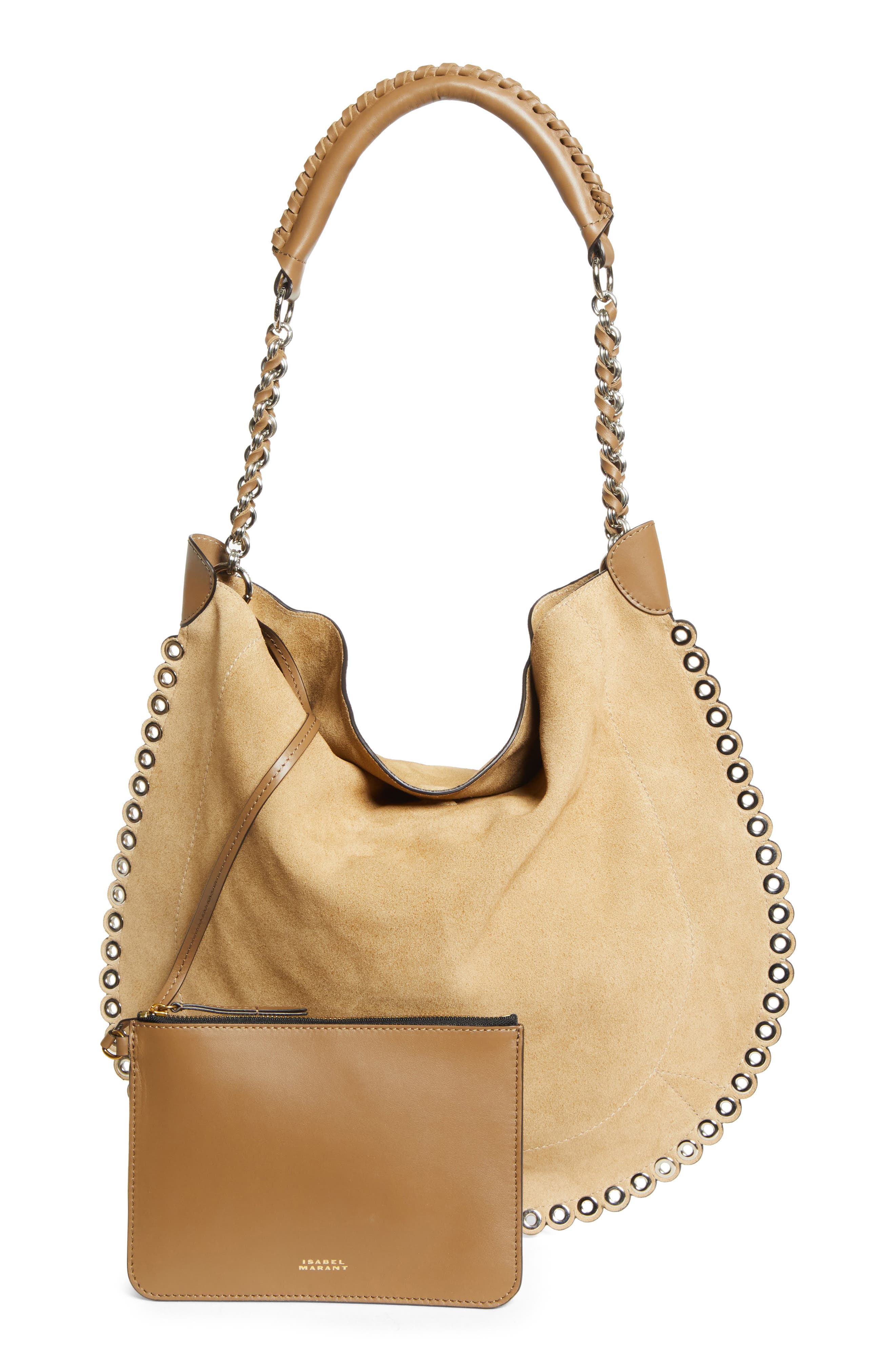 Isabel Marant Oskan Soft Suede Hobo Bag, Alternate, color, Sand
