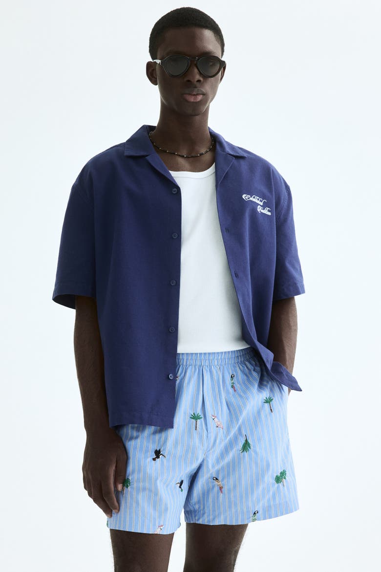 Relaxed Fit Shorts, Main, color, Light blue/patterned