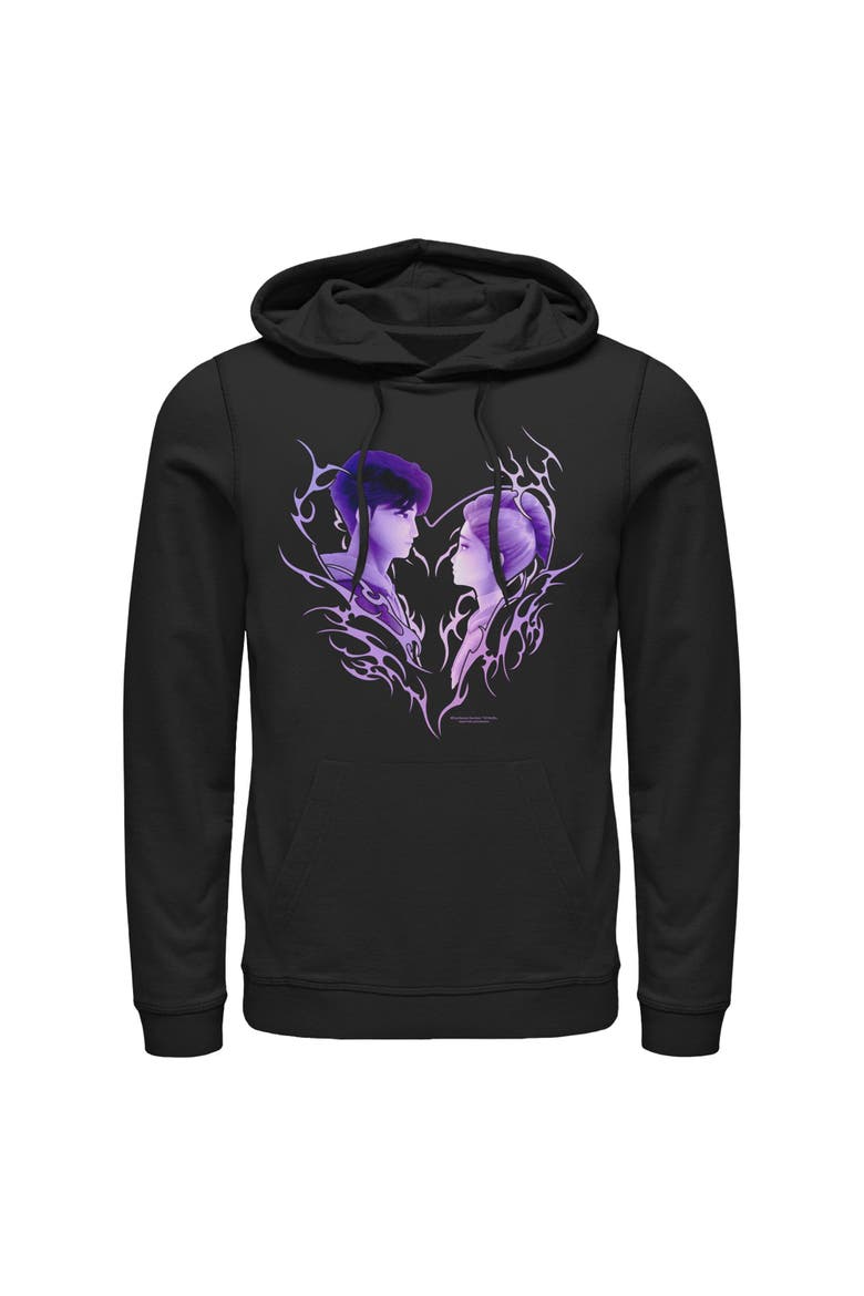 Mens KPop Demon Hunters Jinu and Rumi Love Lightweight Hoodie, Main, color, Black