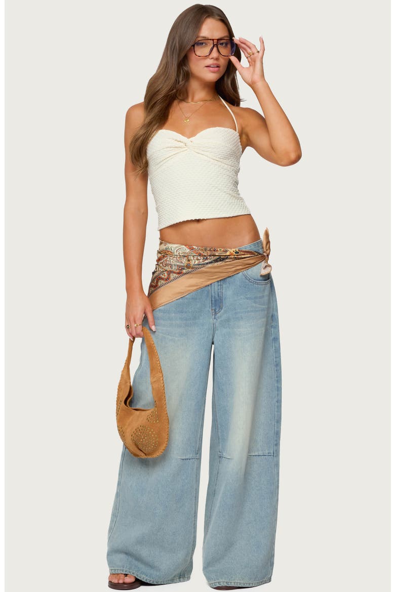 Zoee Textured Halter Top, Alternate, color, CREAM