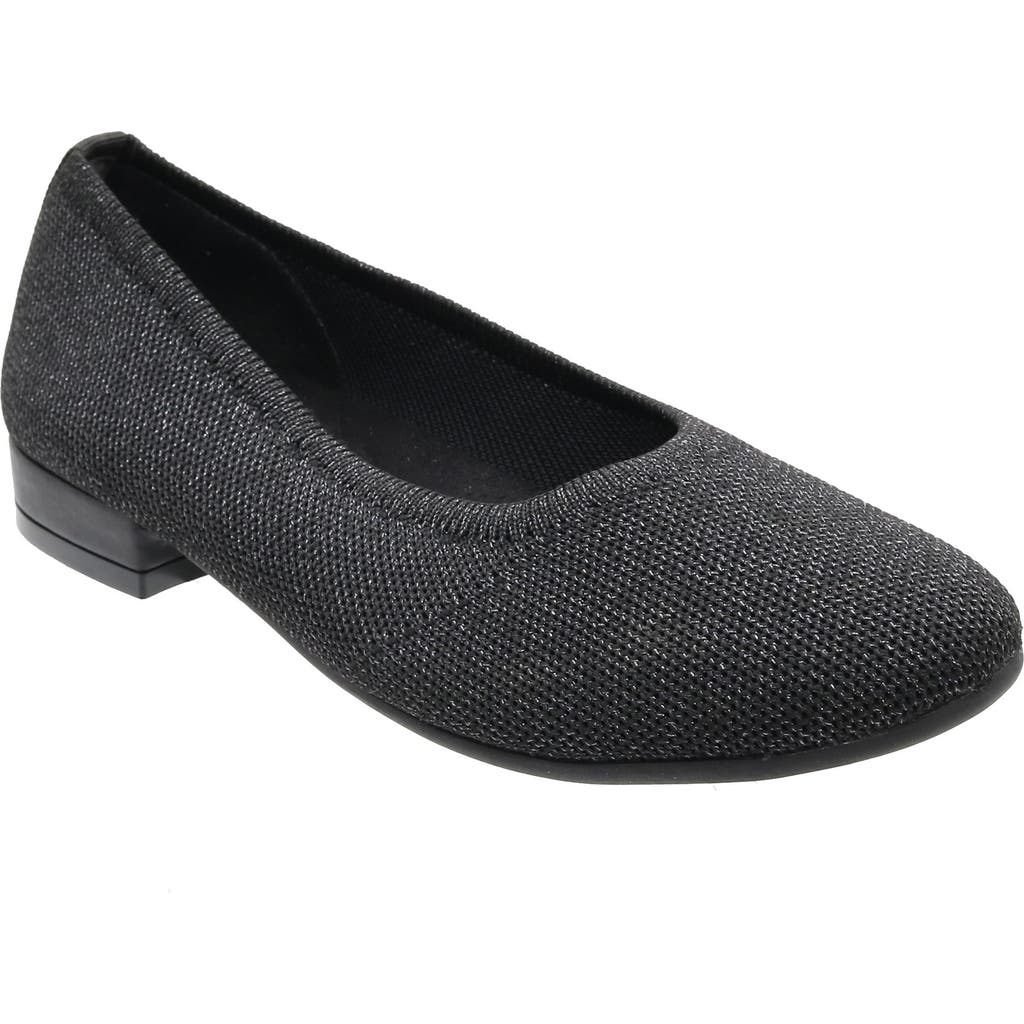 David Tate Runway Ballet Flat In Black Metallic
