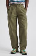 Noah Double Pleat Cotton Herringbone Pants