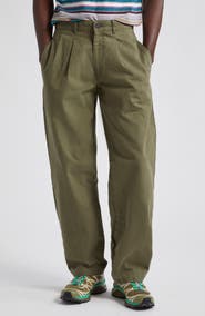 Noah Double Pleat Cotton Herringbone Pants