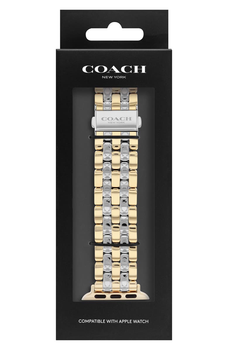 COACH Apple Watch<sup
®</sup
 Two-Tone Bracelet Watchband, Alternate, color, Gold