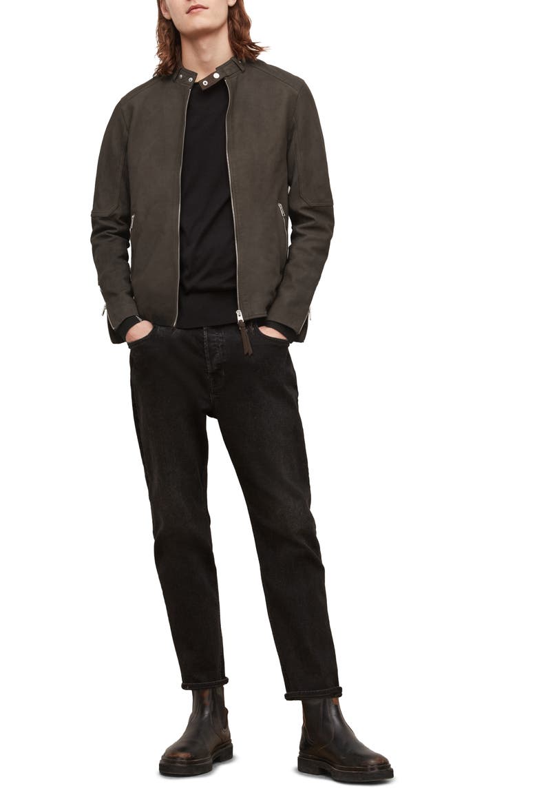 Cora Leather Jacket, Alternate, color, CHARCOAL