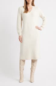 Caslon® Sequin Long Sleeve Sweater Dress