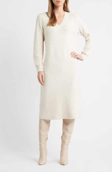 Caslon® Sequin Long Sleeve Sweater Dress