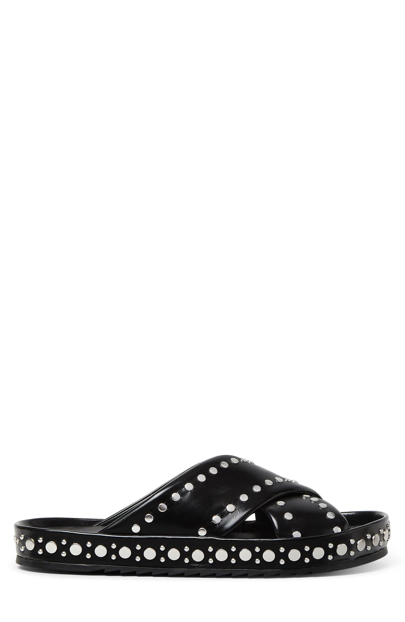 Studded Crisscross Slide Sandal, Alternate, color, NERO PALLADIO