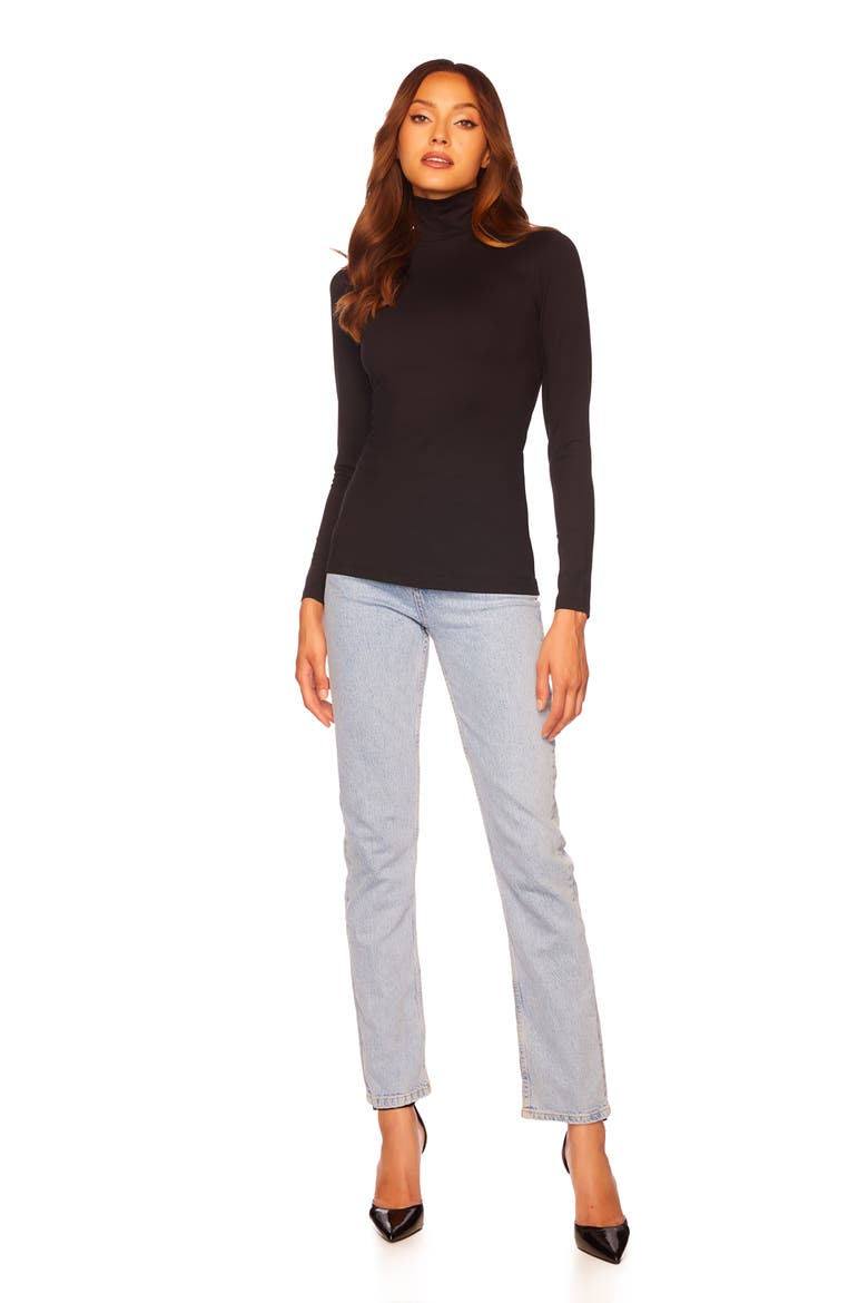 Mock Neck Long Sleeve Top, Alternate, color, BLACK