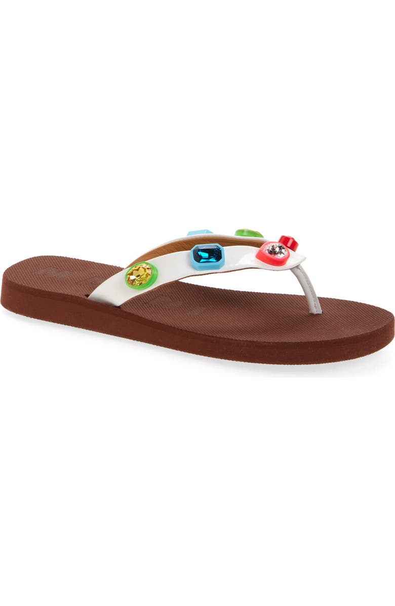 Marni Gem Flip Flop, Main, color, Zp216 Lily White/ Brown