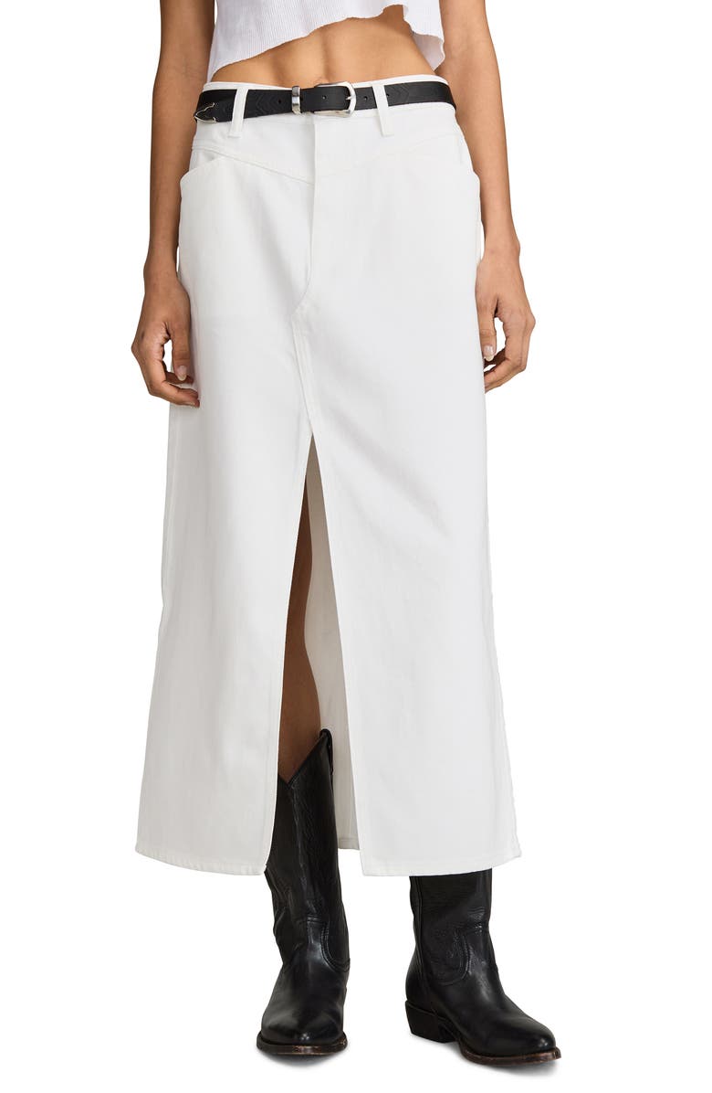 Lucky Brand Front Slit Denim Maxi Skirt, Main, color, 