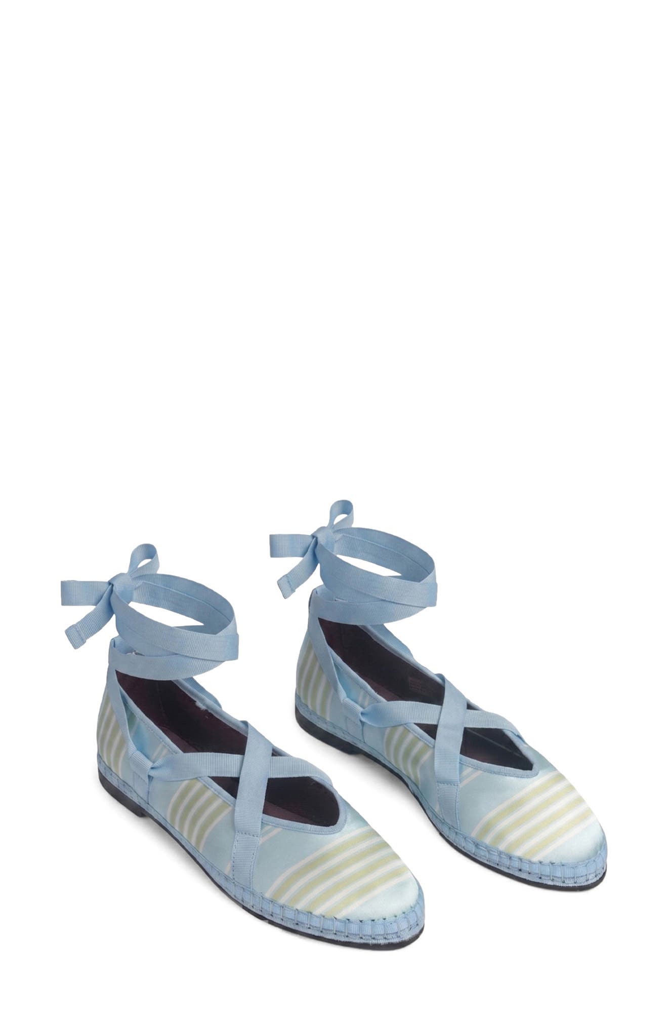 Positano Stripe Ribbon Mary Jane Flat, Main, color, LIGHT GREEN