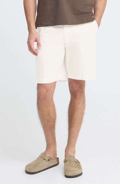 Flat Front Cotton & Linen Chino Shorts