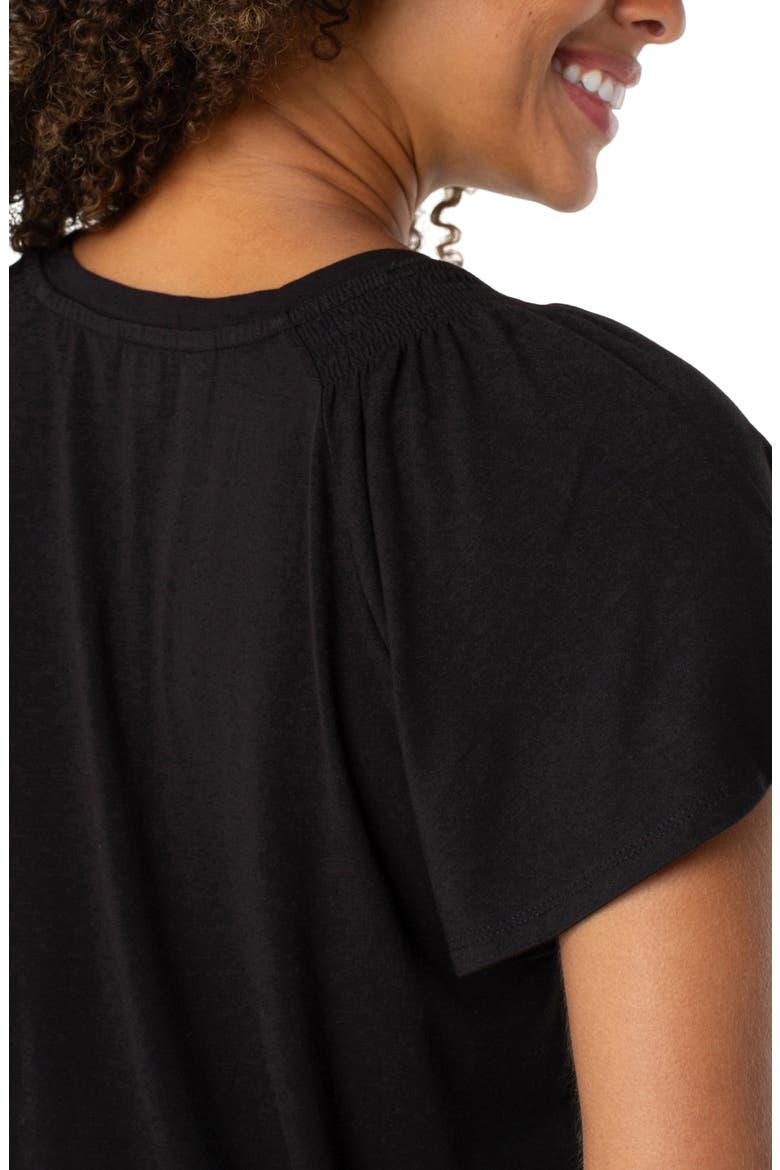 V-Neck Flutter Sleeve Jersey Top, Alternate, color, BLACK