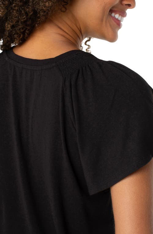 Liverpool Los Angeles Women's Flutter-sleeve V-neck T-shirt In Black