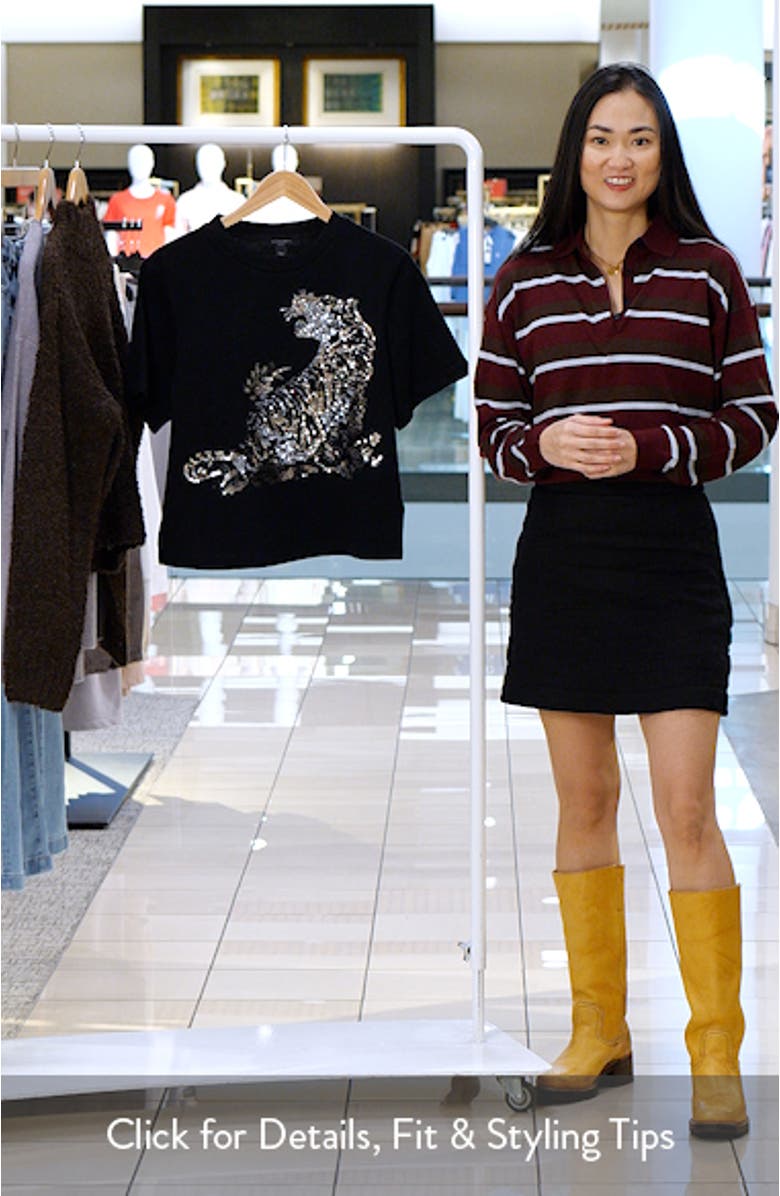 Pounce Lisa Embellished Cotton Graphic T-Shirt, sales video thumbnail