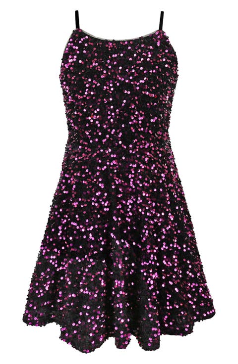 Kids' Sequin Velvet Skater Dress