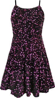 Zunie Kids' Sequin Velvet Skater Dress