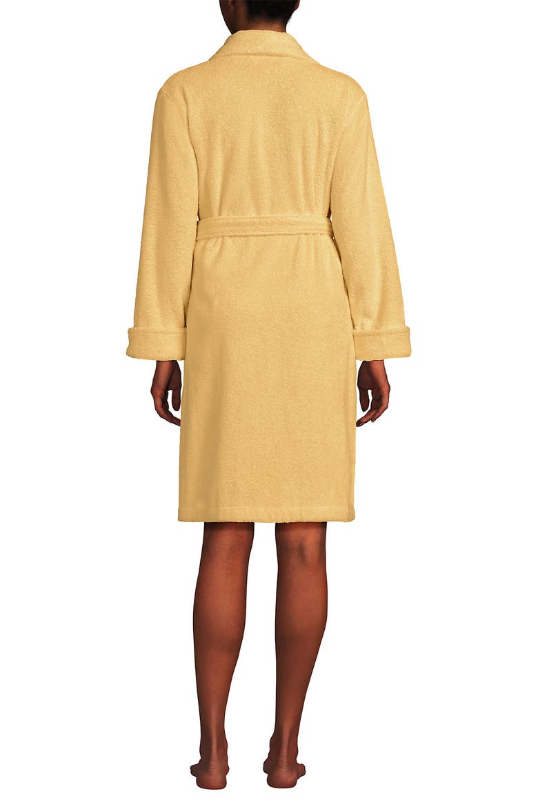Soft Terry Long Sleeve Knee Length Robe, Alternate, color, Pale Sunbeam Yellow