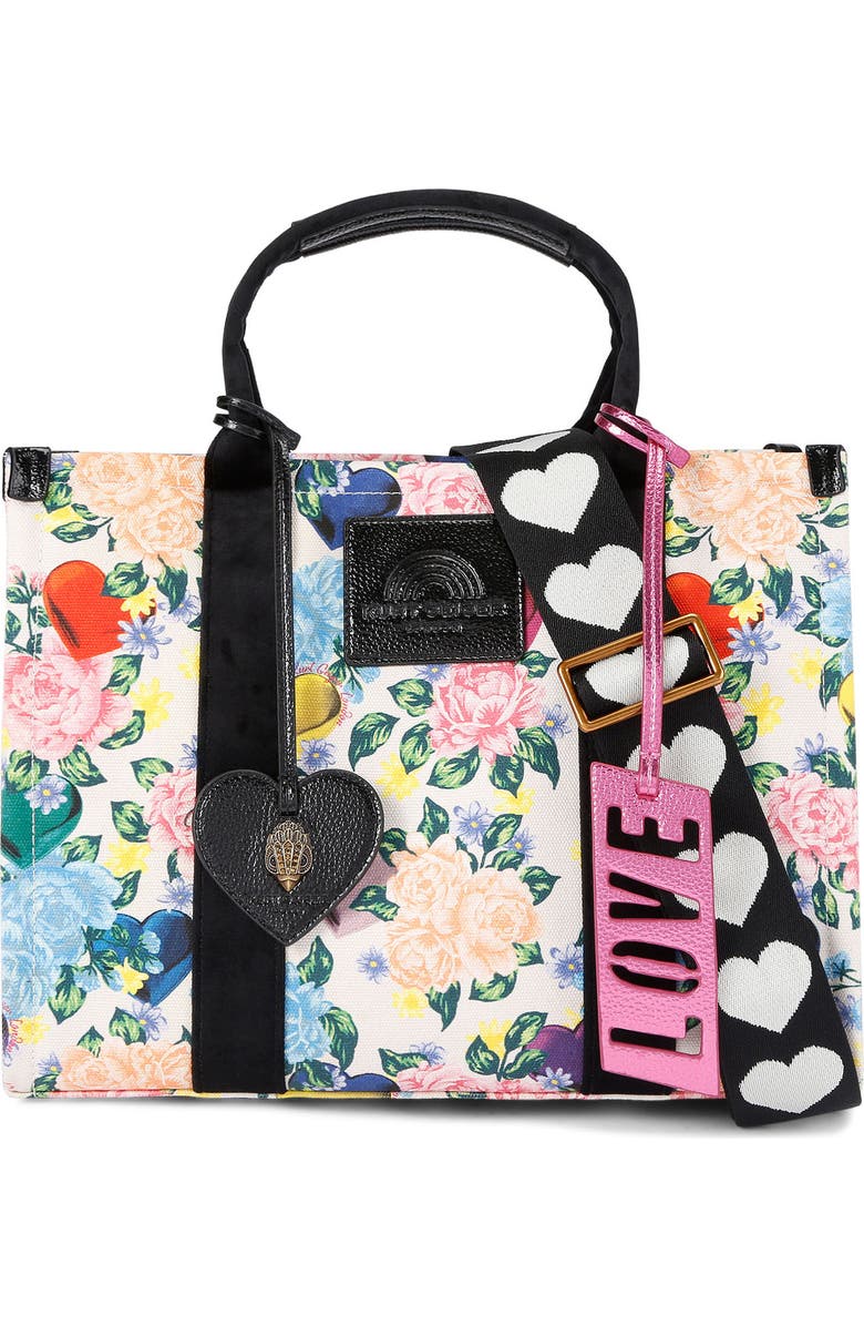 Kurt Geiger London Southbank Floral Canvas Tote, Main, color, Charcoal