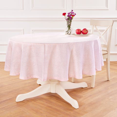 Linen Round Tablecloth - Narrow Stripe