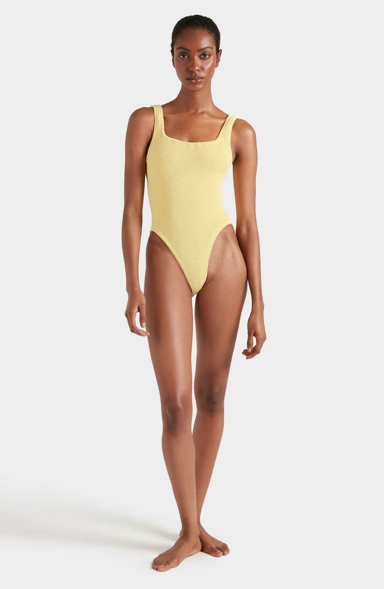 Hunza G Square Neck One-Piece Swimsuit, Alternate, color, Butter
