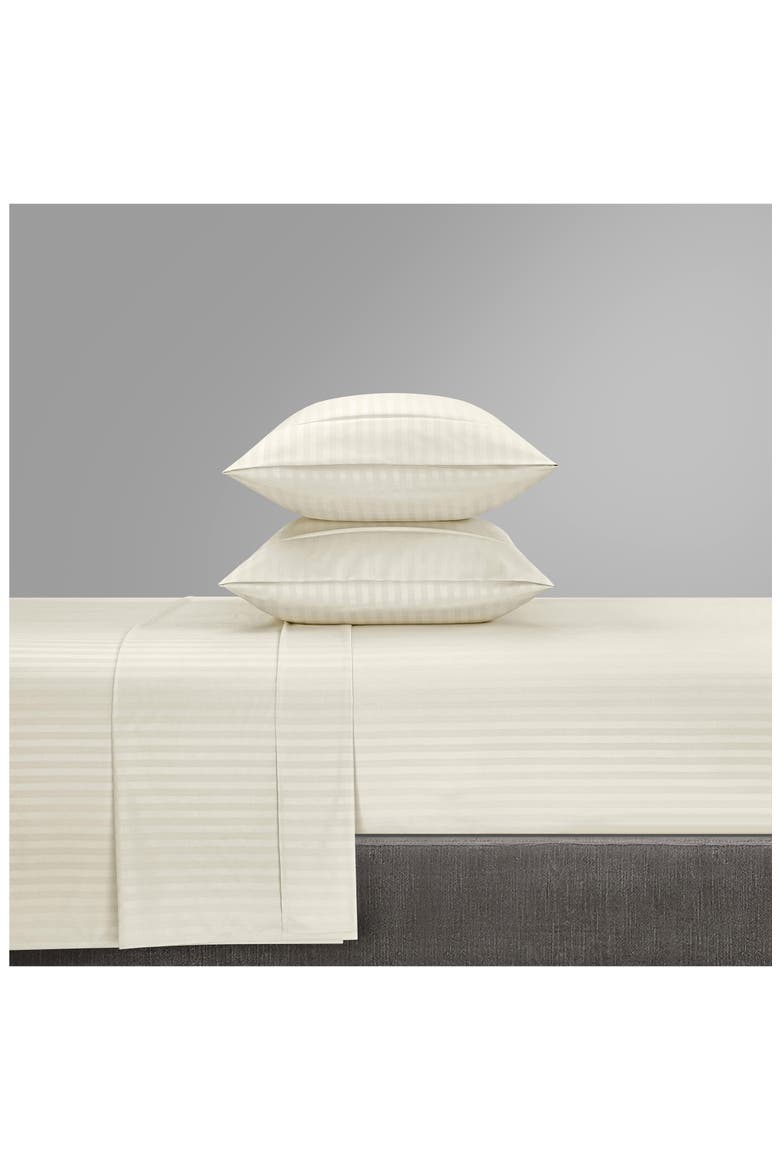 Sarina Solid with Stripe Sheet Set - Twin, Alternate, color, BEIGE