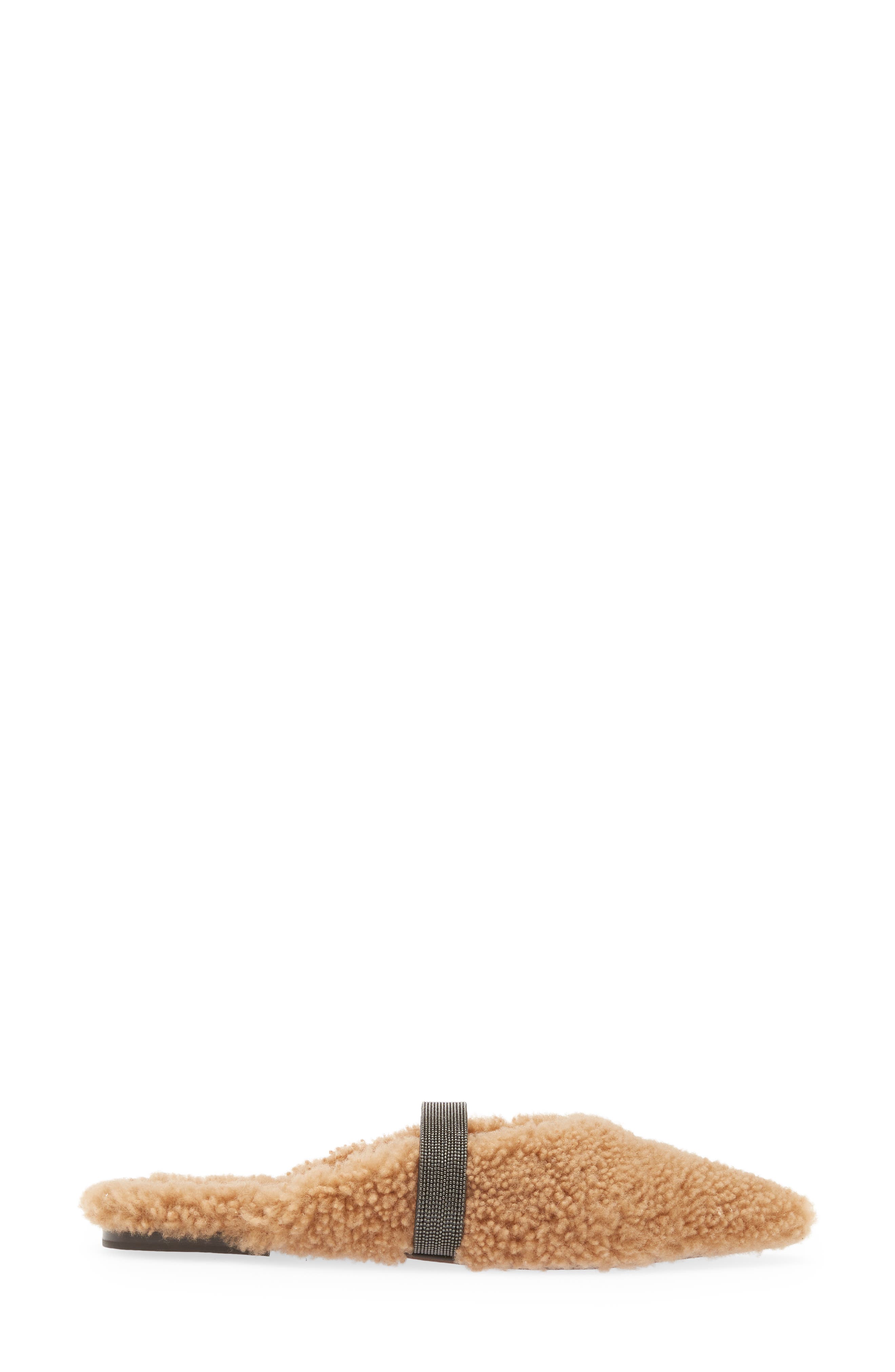 Brunello Cucinelli Monili Beaded Genuine Shearling Slide, Alternate, color, 