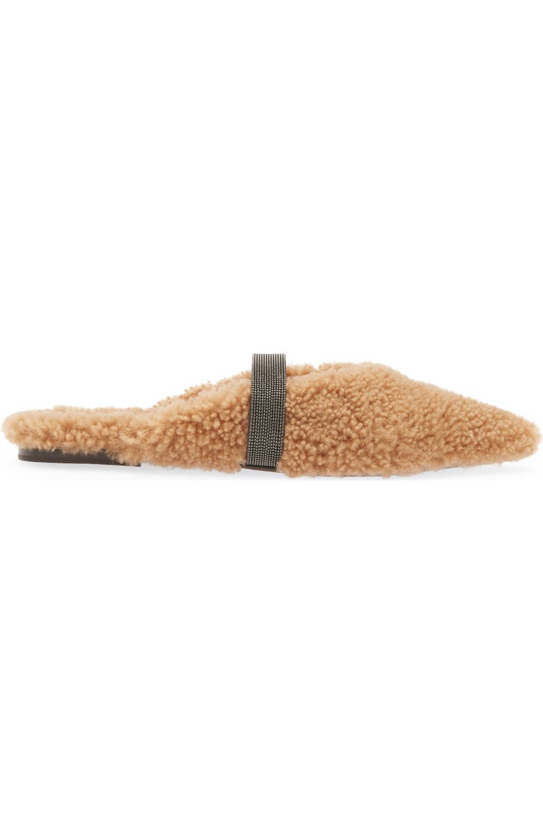 Brunello Cucinelli Monili Beaded Genuine Shearling Slide, Alternate, color,