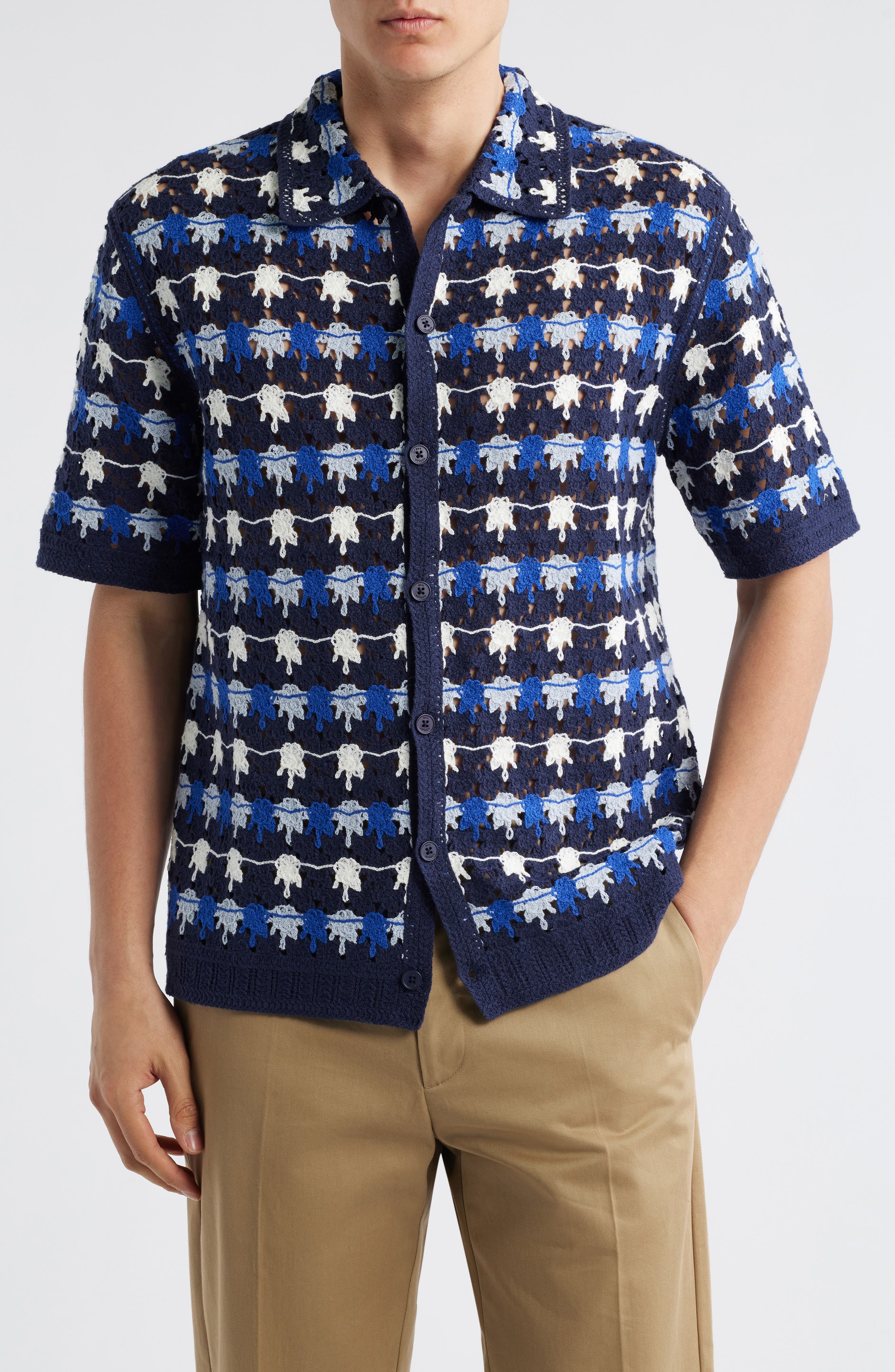 Wax London Porto Splash Crochet Camp Shirt