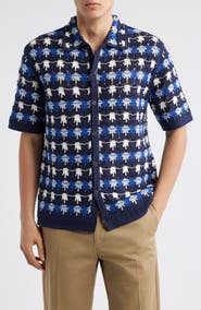 Wax London Porto Splash Crochet Camp Shirt