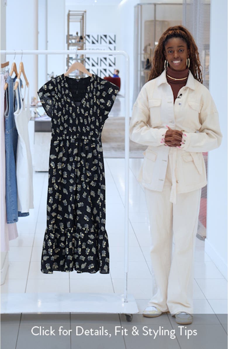 Clementine Floral Smocked Cotton Midi Dress, sales video thumbnail