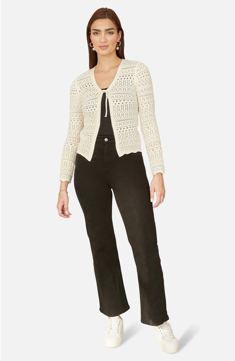 Yumi Crochet Tie Front Cardigan, Alternate, color, Ivory