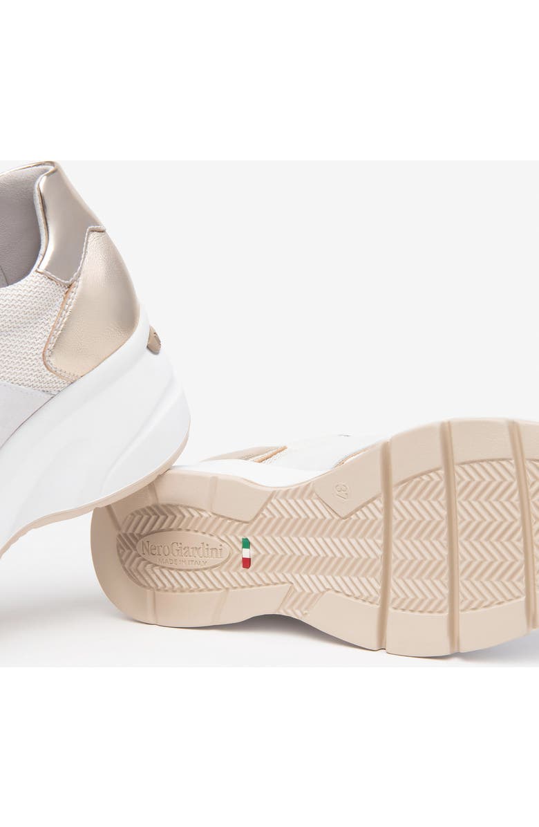 NeroGiardini Wedge Sneaker, Alternate, color, White / Gold