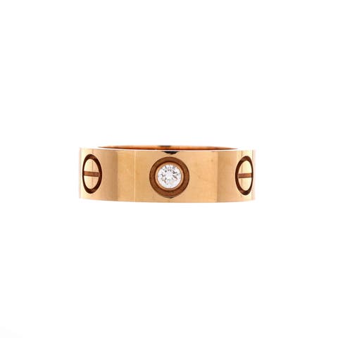 Love 3 Diamonds Band Ring 18K Rose Gold with Diamonds